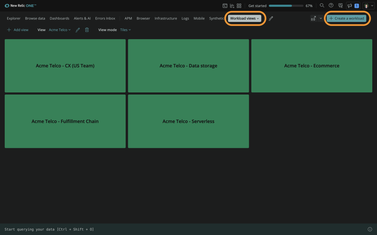 Workload views in New Relic One